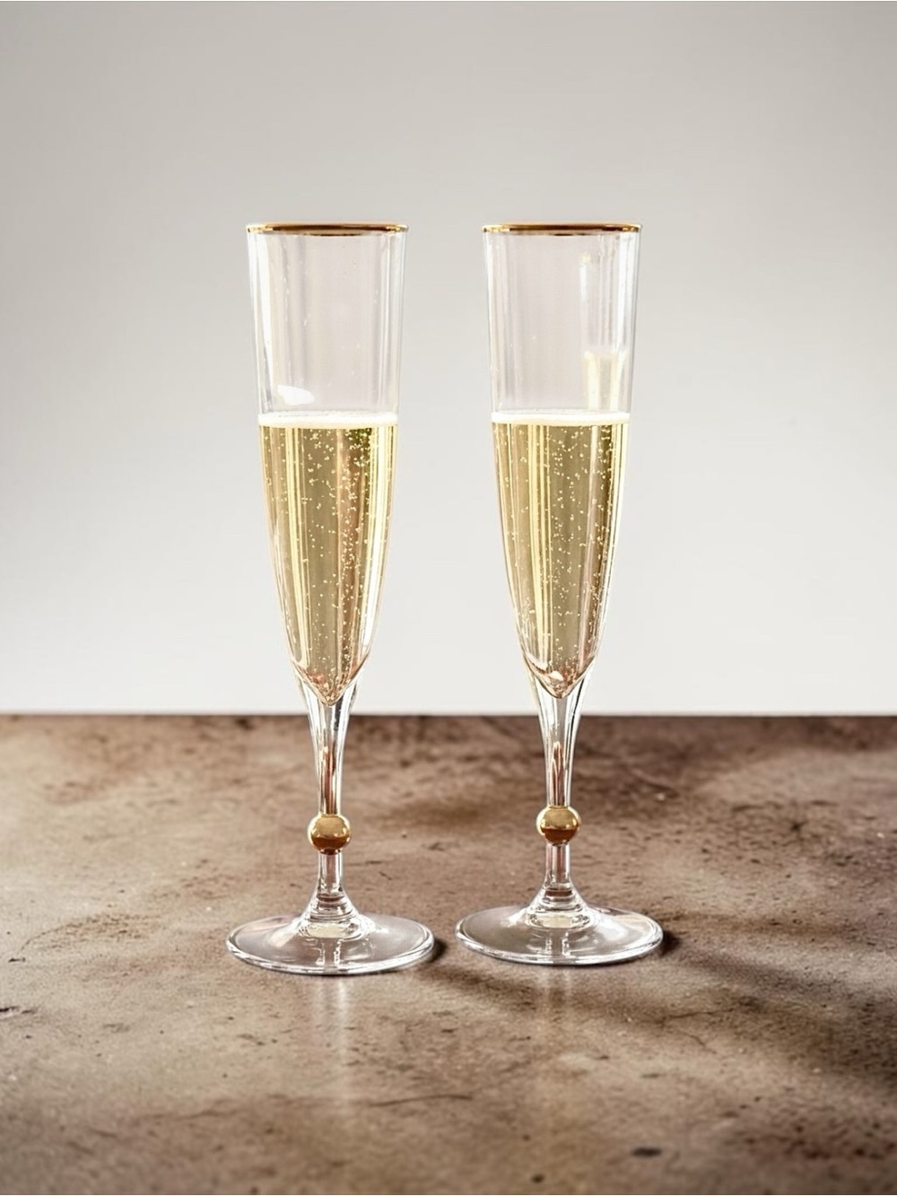 Vintage Miller Rogaska Remembrance Gold Rimmed Crystal Champagne Flutes Set of 2